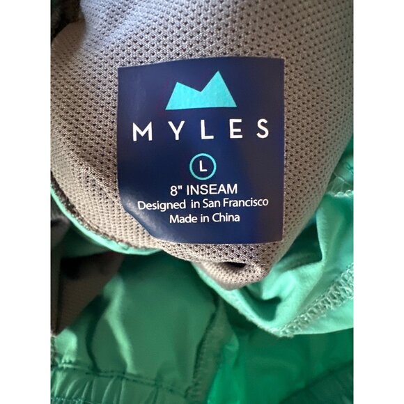 Myles Mens Athletic Shorts L Green Lightweight Elastic Waist Inner Mesh Lining - Picture 4 of 4